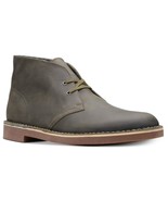 Clarks Men&#39;s Olive Leather Bushacre 2 Aubergine Chukka Boots, Olive, 8 - $101.87 CAD