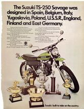 1971 Suzuki TS-250 Savage Print Ad Motorcycle Dirt bike Motocross 8.5" x... - $19.75