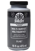 FolkArt Multi-Surface Satin Acrylic Paint, 6382 Medium Gray, 16 Fl. Oz. - £14.98 GBP