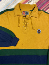 Vintage 90s Colorblock Striped Jersey Lace Collar Sweatshirt Size Large IOU - $24.74