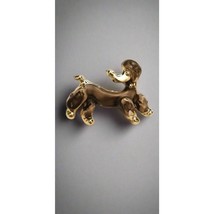 Vintage Gold Tone Poodle Brooch – Figural Dog Pin Retro 1950s Style - $4.95