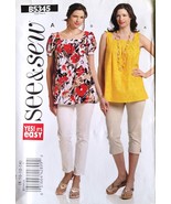 See &amp; Sew Butterick B5345 Loose Fitting Pullover Tops Uncut Sizes 8-14 Easy - $6.92