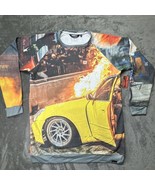 Ken Block Sweater Size XXL Hoonigan Yellow Car Fire Pullover Burnout HTF AOP - $130.99