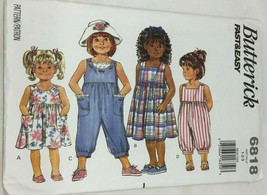 Vintage Butterick 6818 Toddler Childrens Dress Jumpsuit Sewing Pattern 1 2 3 - £15.97 GBP