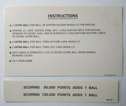 Hi Deal Pinball Machine Score Card Instructions 1975 NOS Original AAB Game - $27.08