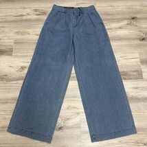 Who What Wear Wide Leg Pants Womens Size 8 Pleated High Rise Denim Trousers - $27.82
