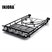 INJORA Metal Roof Rack Luggage Carrier with LED Light for 1/10 RC Crawler D90 Ax - £19.32 GBP