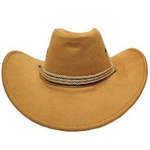 Brown Cowboy Hat Cowgirl Chin Strap Rope Western Costume Faux Suede Tan 990600 - £21.35 GBP