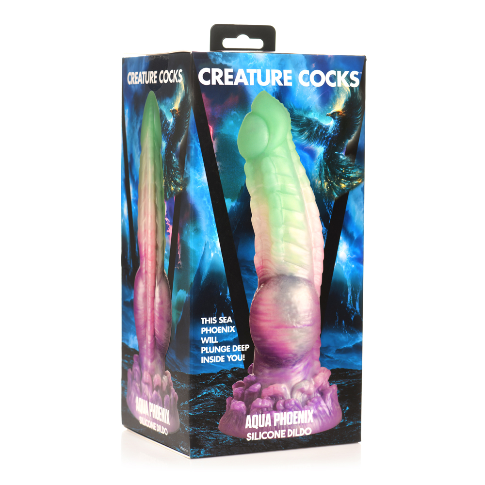 Creature Cocks Aqua Phoenix Silicone Dildo - $78.20