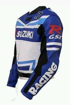 Suzuki Gsxr Motorcycle Leather Blue Racing Jacket - $149.00