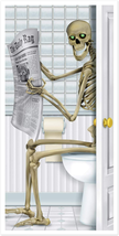 Halloween Door Cover Skeleton Restroom on the Toilet Props Bathroom Party Decor - £11.76 GBP