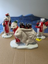 Set OF 3 Collectible Coca Cola Polar Bear Santa Delivering Sack Of Coke Bottles - £30.51 GBP