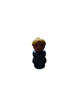 Vintage Fisher-Price Little People - Wood Blue Girl in Dress w/Yellow Ha... - $17.63 CAD
