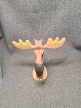 Peepers Eyeglass Holder Wooden Carved Moose Head  - £11.14 GBP