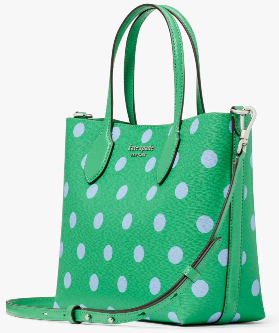 Kate Spade Bleecker Green Medium Crossbody Tote Blue Dot KF803 Purse NWT $248 FS