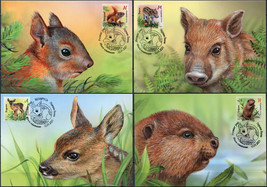 Belarus. 2021. Wild Baby Animals (Mint) Set of 4 Maxi Cards - £3.37 GBP