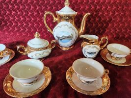 Venetian gold tea set, vintage Renaissance design Italian tea set - $150.00