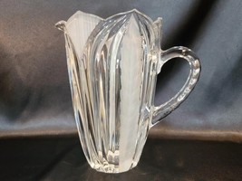 Nuveau Frosted Swirl Crystal Pitcher Tulip-Daffodil shaped top w Applied... - $31.61