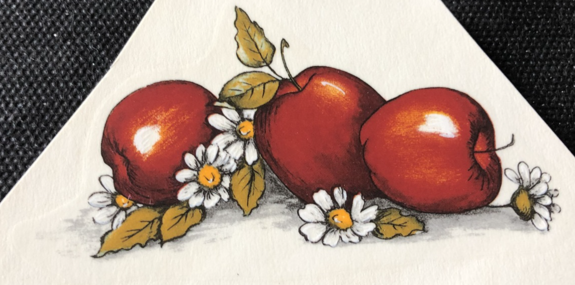 M98 - Ceramic Waterslide Vintage Decal - 3 Apple Groups - 3.75&quot; - $1.75