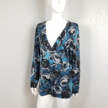 Pendleton Sweater Silk Cashmere Cotton Floral Cardigan Black Blue Grey M... - $53.19