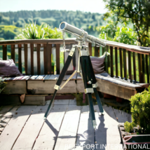 &quot;Antique Silver Brass Telescope with Wooden Tripod Stand - Unique Showpi... - £32.95 GBP