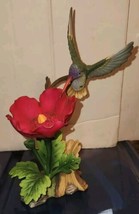 Beautiful Ceramic Hummingbird Blooming Flower Figurine Porcelain 8.5 Inch - $29.99