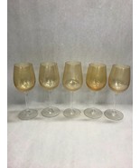 Set 5 vintage amber champagne glass goblets pedestal ball MCM bar ware  ... - £31.06 GBP