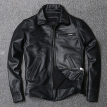 Men Black Leather Jacket Genuine Leather Moto Men Biker Sheepskin jacket #64 - £119.89 GBP