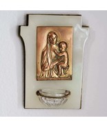 C1880 French Bronze relief on onyx Holy Water Font Madonna and a baby a ... - £131.52 GBP