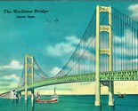 Mackinac Bridge Center Span Artist View Mackinac Michigan MI Chrome Post... - $3.91