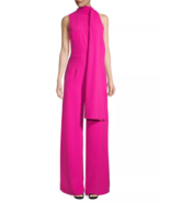 Black Halo Kynlee Halterneck Jumpsuit Sz 4 Vibrant Pink $525 - $101.18