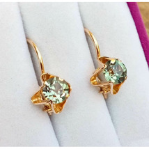 Russian Alexandrite Earrings Solid Rose Gold 583 14 KT Stones Change Color - £239.09 GBP