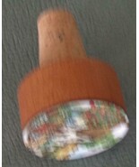 Very Nice Cork and Wooden Wine Bottle Cork with Enameled Cottage Scene -... - $8.05 CAD