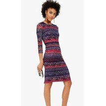 Kensie Womens 14 Blue Pink Printed Lace Bodycon Knee Length Dress NWT CP17 - $48.01