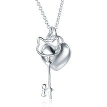 Heart Key Pendant Necklace 925 Sterling Silver Kids Baby Children Jewellery - £67.92 GBP