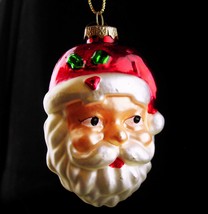 Antique Mercury glass Santa head ornament / Vintage handpainted Christmas orname - £58.63 GBP