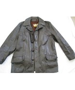 Vtg Brown Leather Jacket Car Coat Montgomery Ward Starsky &amp; Hutch Fight ... - £38.09 GBP