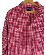 Wrangler Pearl Snap Shirt Large Red White Plaid Check Long Sleeve Mens W... - £36.62 GBP