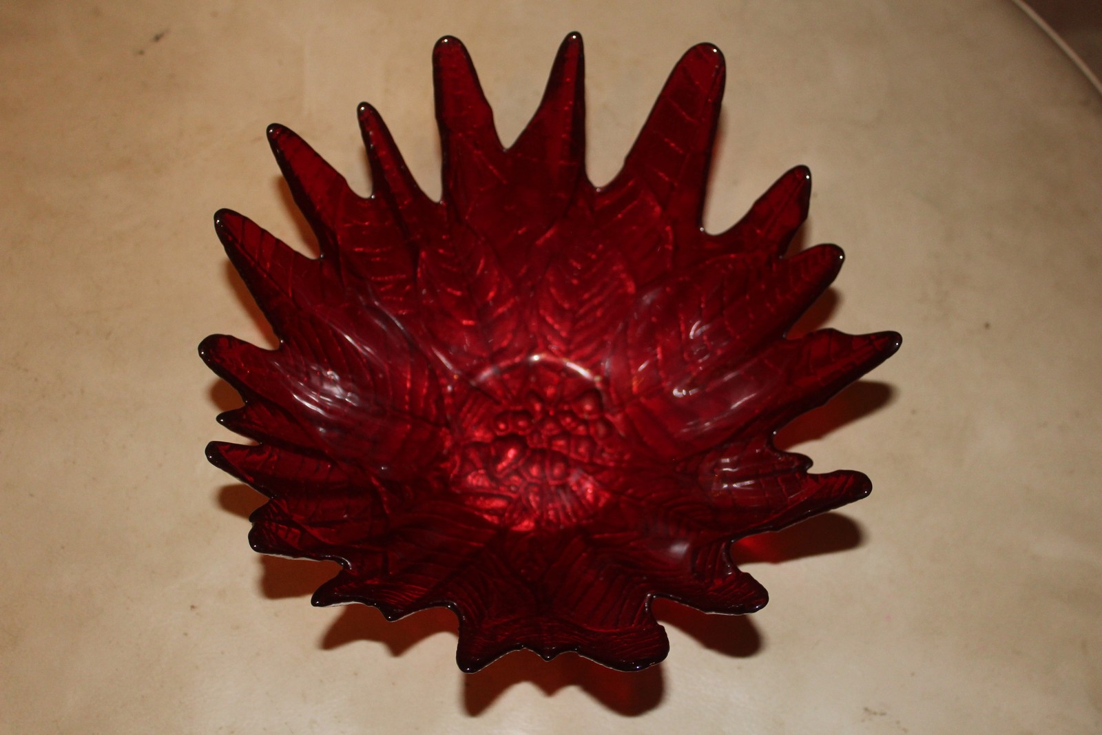 Red bowl with petals - $10.00