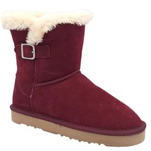 Style &amp; Co Women Slip On Fuzzy Winter Booties Tiny 2 Size US 5M Wine Red Suede - £23.94 GBP