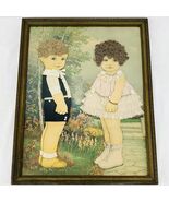 VTG Victorian Die Cut Paper Dolls Framed Print Hair Clothes Under Glass ... - €52,71 EUR