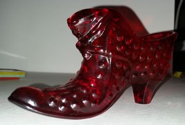 Vintage Ruby Red Glass Hobnail Shoe or Boot - £9.56 GBP