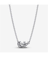 S925 Silver Sparkling Moon &amp; Star Collier Necklace,Fit For Birthday Gift - $28.70 CAD