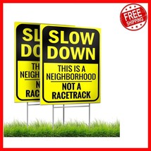 Reflective 16x12&#39;&#39; Slow Down Signs - Durable Kids At Play Double-Sided W... - $723.04 MXN