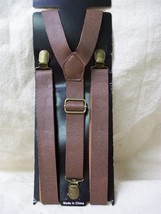 Brown Fake Leather Suspenders Braces 40s Steampunk Oktoberfest Lad Hanse... - $9.95