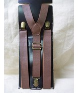Brown Fake Leather Suspenders Braces 40s Steampunk Oktoberfest Lad Hanse... - $13.96 CAD