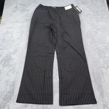 Dickies Pants Womens LG Black Pinstriped Scrubs Medical Uniform Wide Leg... - $25.72