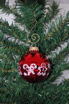 Red Gingerbread and Candy Canes 2-5/8" Glass Ball Christmas Ornament - £7.82 GBP