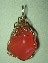  Wire Wrapped Carnelian Pendant 14k/20 Gold Filled by Jemel - £39.07 GBP