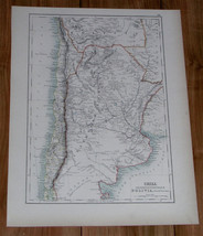 1889 Antique Map Of Argentina Chile Buenos Aires / South America - £14.15 GBP